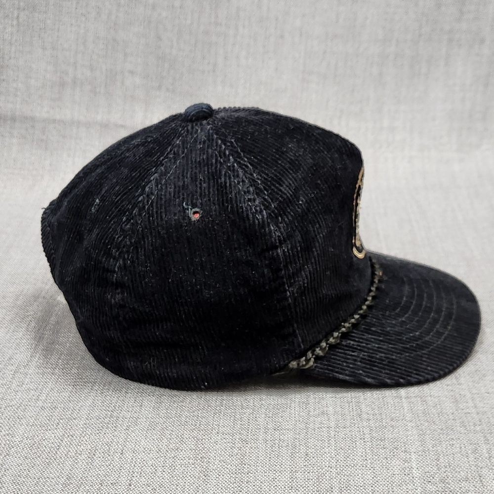 Vintage Jaguar Luxury Car Co. Black Corduroy Trucker Snapback Hat/ Cap. - Picture 4 of 8